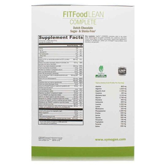 FITFood Lean Complete Sugar & Stevia Free, XYM